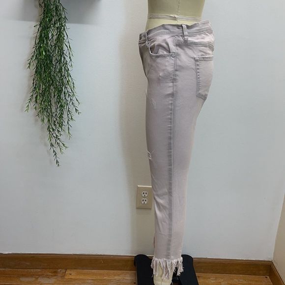 Free People Silver Straight Leg Jeans with Distressed Details - Picture 2 of 3